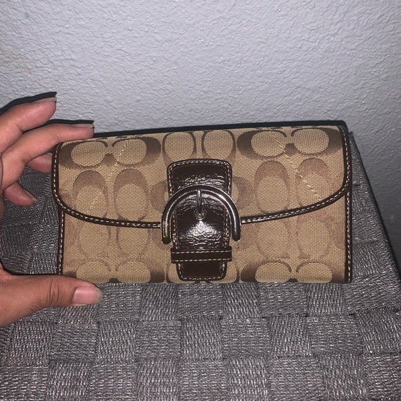Coach Handbags - Vintage Coach Brown and Tan Wallet with Buckle